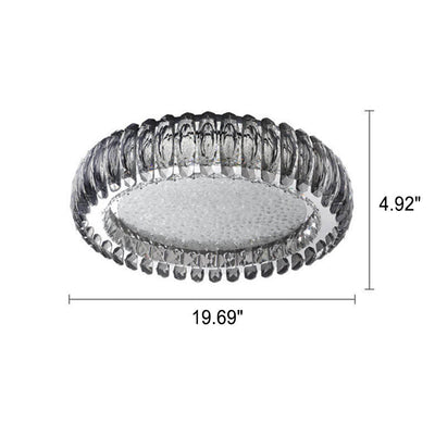 European Light Luxury Round Crystal Stainless Steel LED Flush Mount Lighting