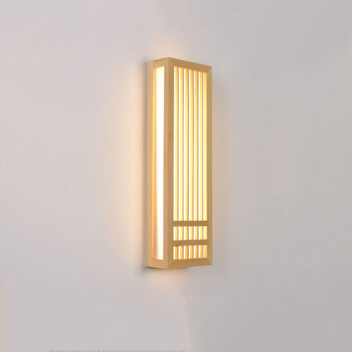 Modern Minimalist Solid Wood Acrylic Rectangular LED  Wall Sconce Lamp for Living Room