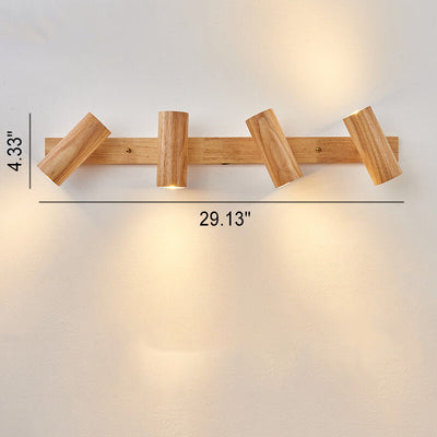 Japanese Minimalist Solid Wood Spotlight Track 1/3/4 Light Flush Mount Ceiling Light