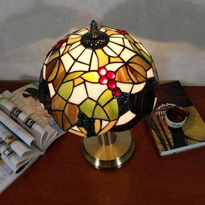 European Vintage Tiffany Stained Glass 1-Light Table Lamp