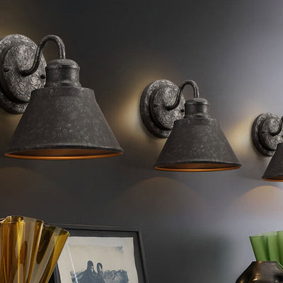 Vintage Industrial Hardware Iron Bell Shade Outdoor Waterproof   1-Light Wall Sconce Lamp