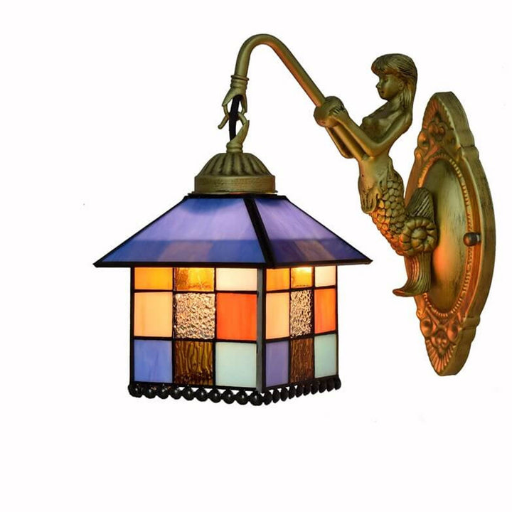 Applique Murale Vintage Tiffany en Verre Coloré Décor Beauté 1 Lumière 