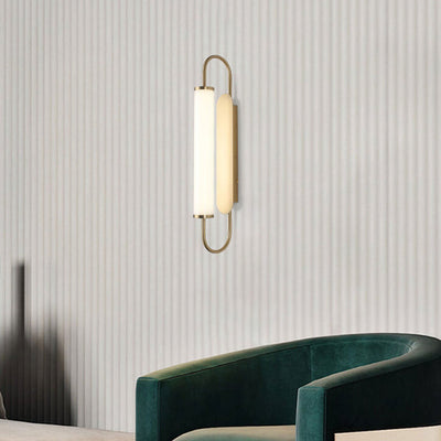 Modern Light Luxury Column Curved Arm LED Wall Sconce Lamp