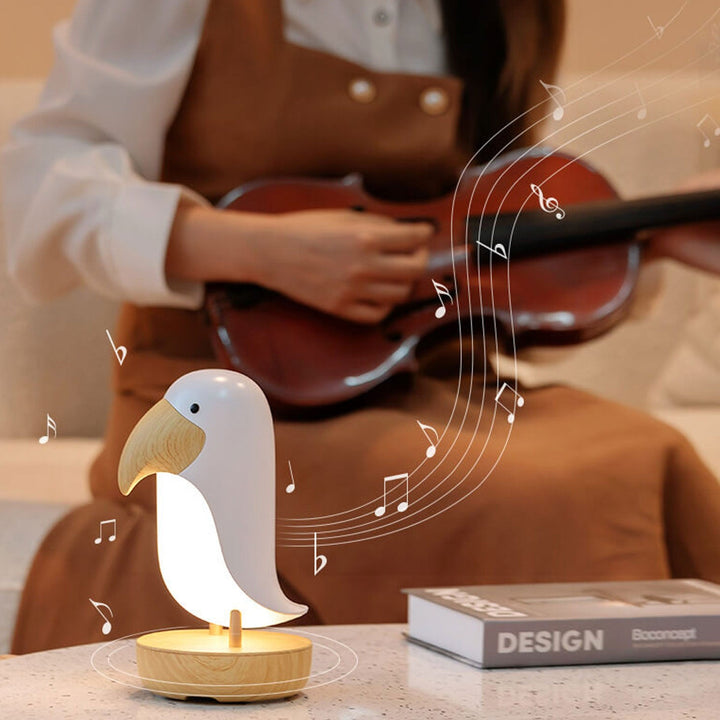 Lámpara de Mesa con Luz Nocturna Bluetooth Recargable USB de Pájaro Creativo 