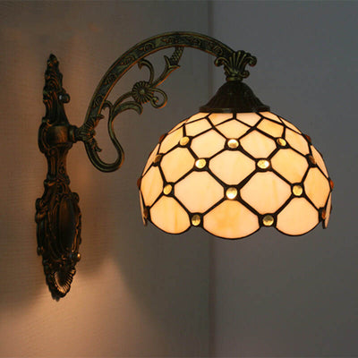 Lámpara de Aplique de Pared de Vidrio Semicircular Europeo de 1 Luz Tiffany 