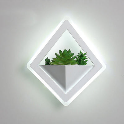 Modern Square Iron Plants Acrylic LED Wall Sconce Lamp