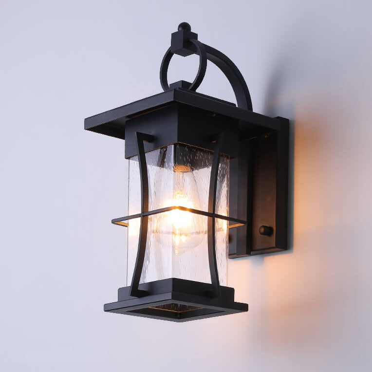 Aplique de pared impermeable moderno para exteriores con jaula de vidrio transparente y 1 luz 