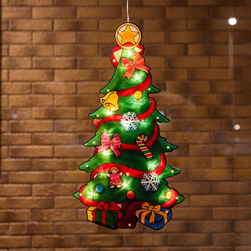 Décoration de fenêtre à ventouse avec lumières de Noël à l&