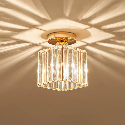 Plafonnier semi-encastré moderne européen en cristal à 1 lumière 