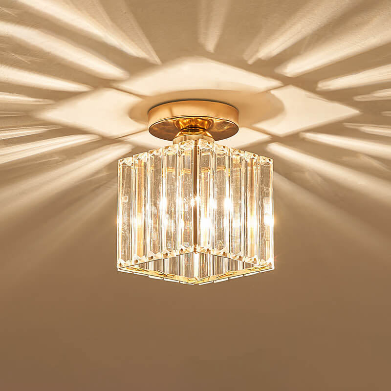 Modern European Crystal 1-Light Semi-Flush Mount Ceiling Light