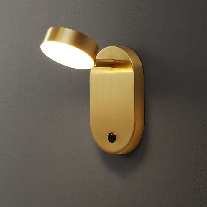 Aplique de pared LED de 1 luz con cilindro de cobre minimalista 