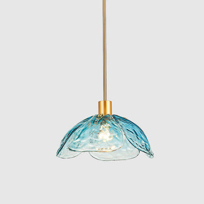Suspension Luminaire à 1 Lumière en Verre Coloré Pétale de Fleur Moderne 