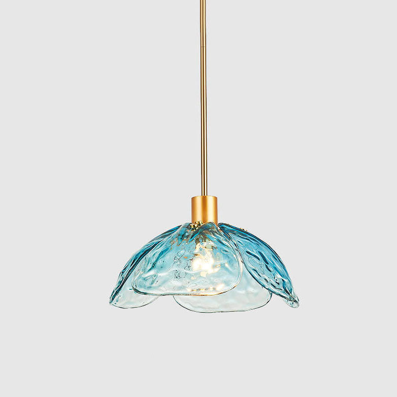 Suspension Luminaire à 1 Lumière en Verre Coloré Pétale de Fleur Moderne 