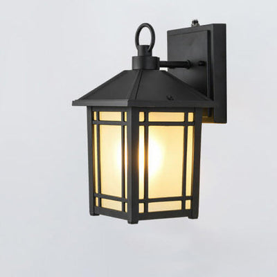 Simple Square Lantern Outdoor Waterproof 1-Light Wall Sconce Lamp
