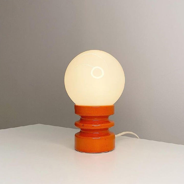 Lámpara de mesa vintage de vidrio sólido naranja de 1 luz 