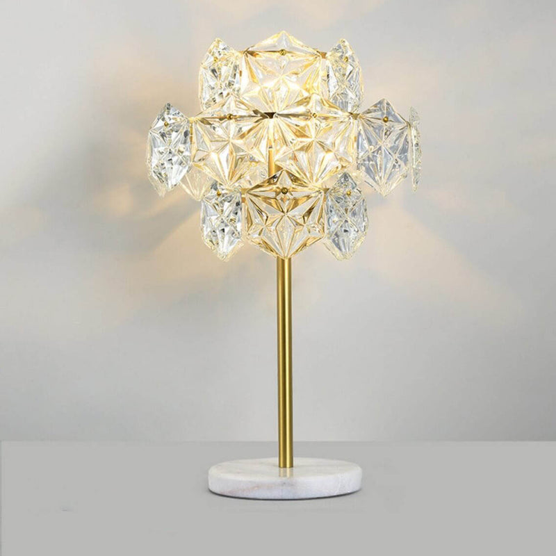 Pantalla de Vidrio Copo de Nieve Moderna Lámpara de Mesa de Base de Mármol de 2 Luces 