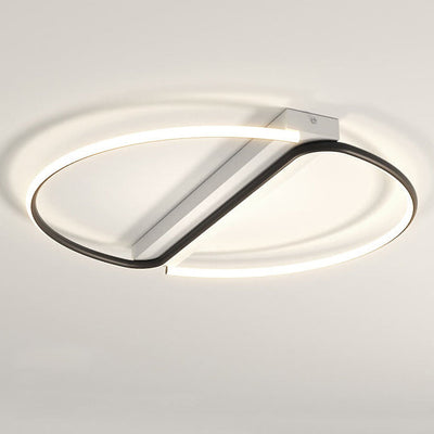 Minimalist Black and White Round LED Flush Mount Ceiling Light