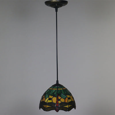 European Tiffany Dragonfly Stained Glass 1-Light Pendant Light