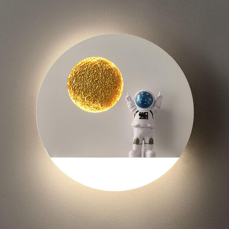 Creative Astronaut Resin Acrylic 1-Light LED Circle Wall Sconce Lamp