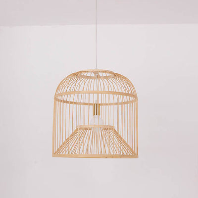 Vintage Bamboo Weaving Birdcage 1-Light Pendant Light