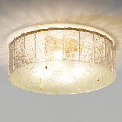 Moderne Schneeflocke-Glas-runde Messing-4-Licht-Unterputz-Deckenleuchte 