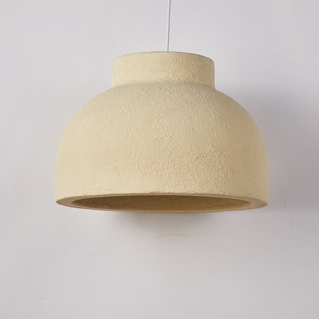 Minimalist Handmade Earthy Yellow Bowl-shaped 1-Light Pendant Light