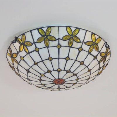Tiffany-Buntglas-Flieder-Blumenschalenform 3/4-Licht-Unterputz-Deckenleuchte 
