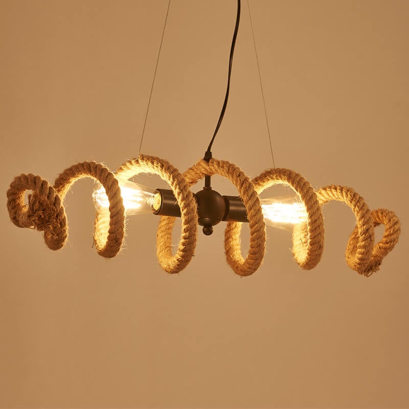 Vintage Weaving Rope Spiral Wave  2-Light Chandelier