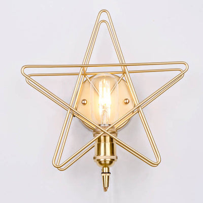 Simple Golden Pentagram Iron 1-Light Wall Sconce Lamp