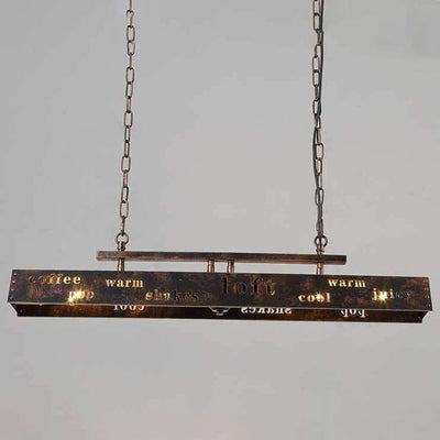 Industrieller, rechteckiger Kronleuchter aus Eisen im Vintage-Stil mit 2 Leuchten 