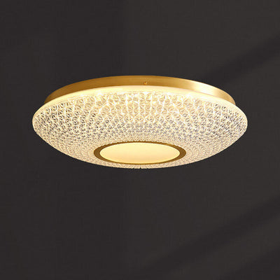 Modern Luxury Round Bowl Shaped Brass LED Flush Mount Ceiling Light