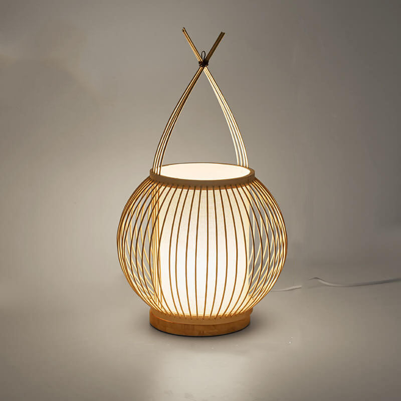 Modern Bamboo Weaving Globe 1-Light Table Lamp