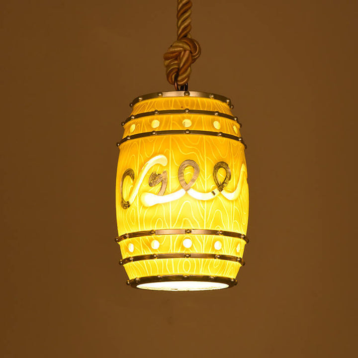 Lámpara colgante de 1 luz de resina de barril de vino vintage 