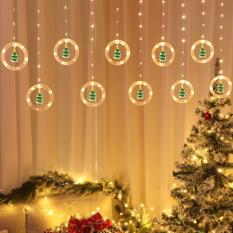 Décoration suspendue de poupée de cercle de noël, guirlande lumineuse USB à 10 LED 