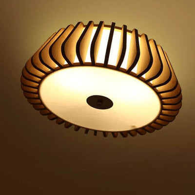 Contemporary Nordic Solid Wood Round Shape 3/4/5 Light Ceiling Light For Living Room