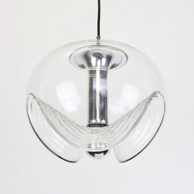 Vintage Clear Wave Glass Globe 1-Light Pendant Light