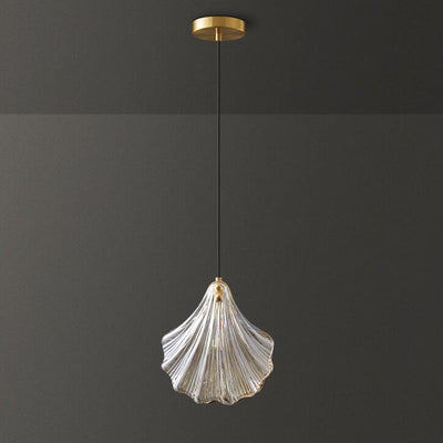 Modern Luxury Glass Shell Brass 1-Light Pendant Light