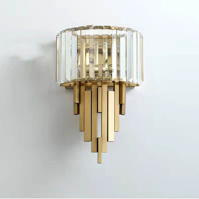 Modern Luxury Crystal Columnar 2-Light Wall Sconce Lamp