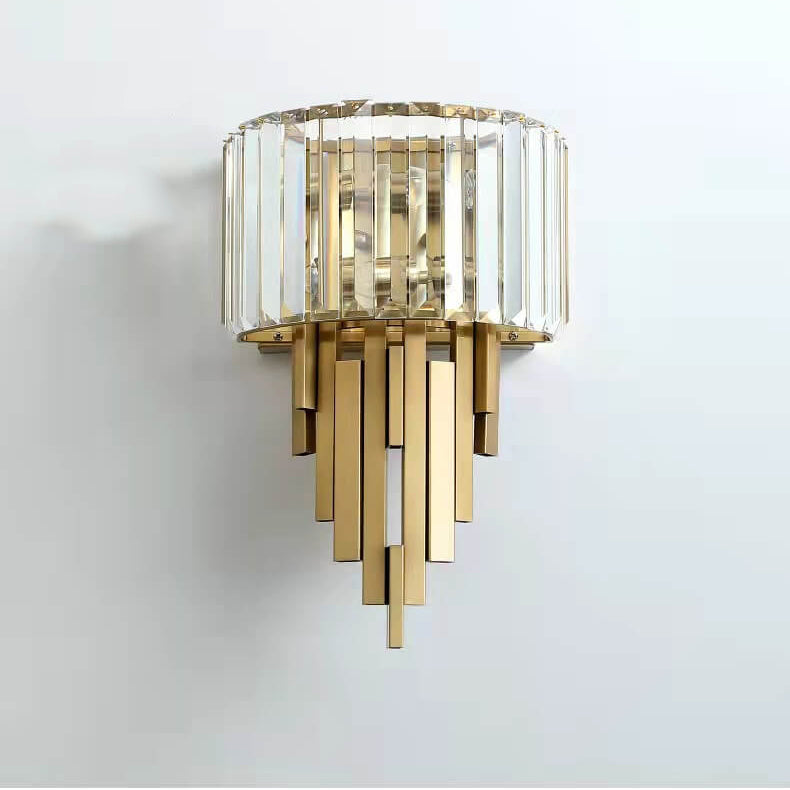 Modern Luxury Crystal Columnar 2-Light Wall Sconce Lamp