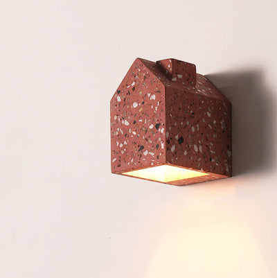 Modern Terrazzo House Shape 1-Light Wall Sconce Lamp