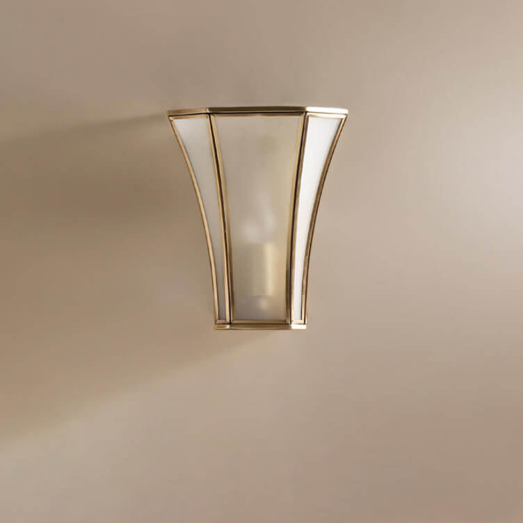 Vintage Glass Brass Column 1-Light Wall Sconce Lamp