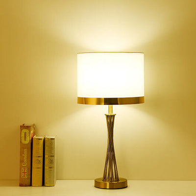 Nordic Fabric Gold Linear Base 1-Light  Table Lamp