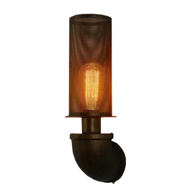Industrial Vintage Cylinder Pipe Metal Mesh 1-Light Wall Sconce Lamp