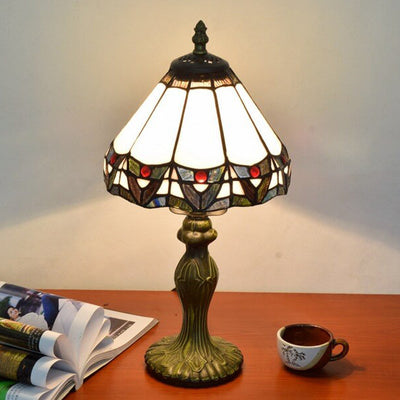 Tiffany Baroque Buntglas-Tischlampe in Glockenform mit 1 Leuchte 