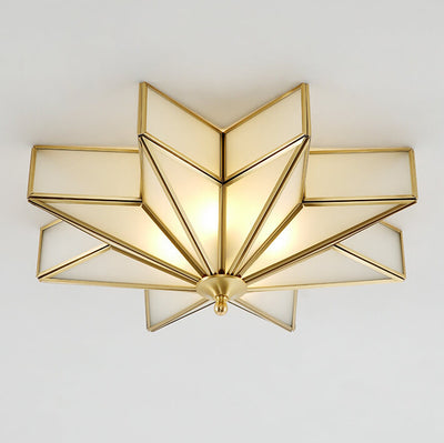 Modern Luxury Brass Pentagram 4-Light Flush Mount Ceiling Light