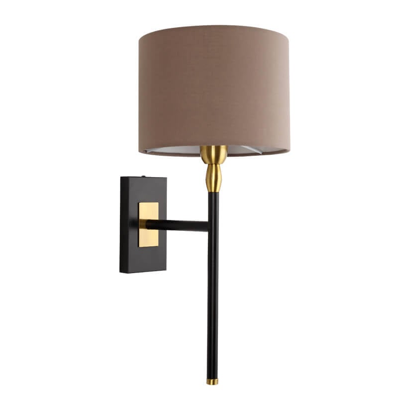 Modern Minimalist Coffee Fabric Cylinder Shade 1-Light Wall Sconce Lamp