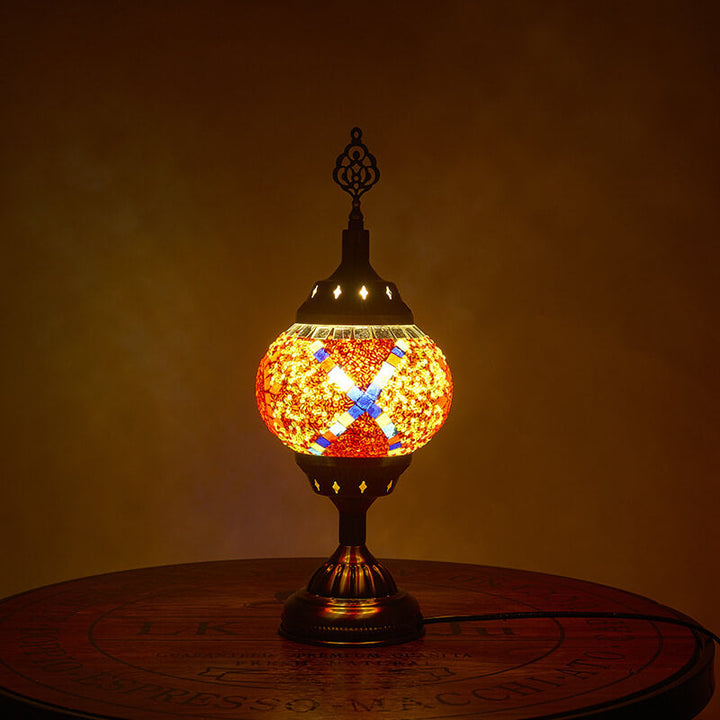 Lampe de table vintage turque en fer émaillé teinté à 1 lumière 