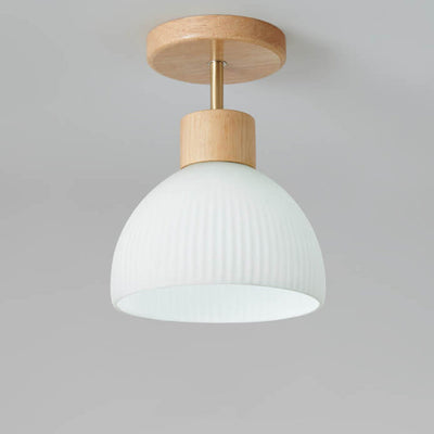 Nordic Glass Half Round 1-Light Semi-Flush Mount Ceiling Light