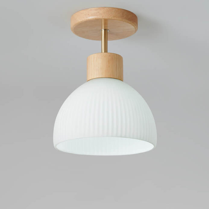 Nordic Glass Half Round 1-Light Semi-Flush Mount Ceiling Light