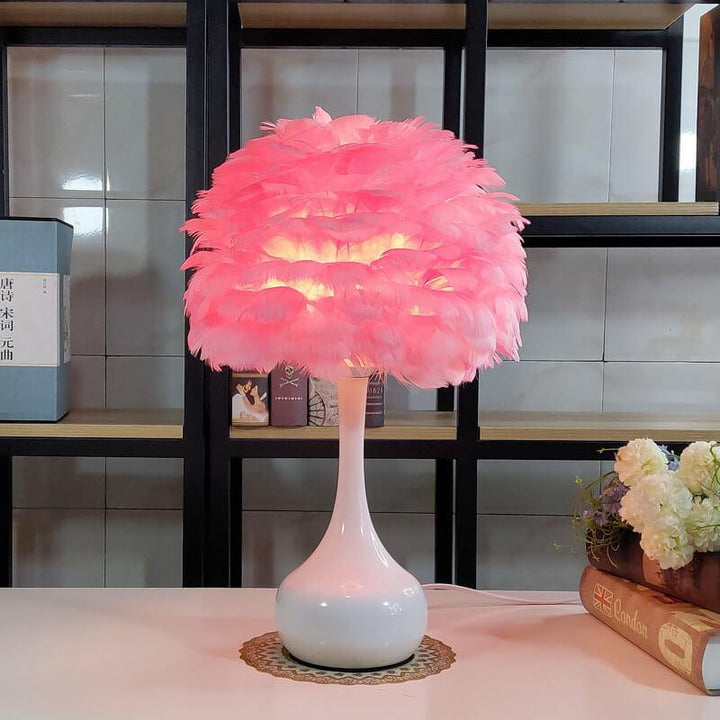 Lampe de Table à Base de Goutte Globe 1 Lumière Moderne Plume 
